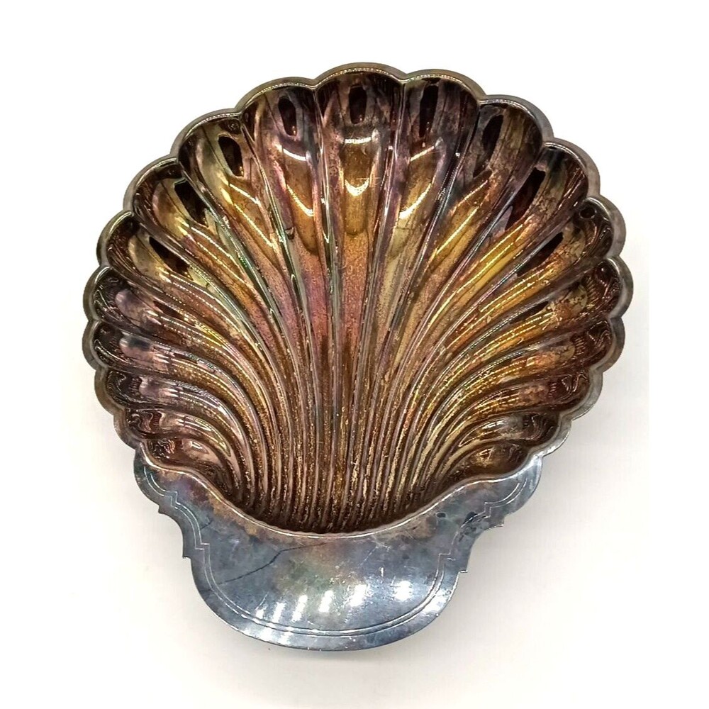Vintage Silverplate Large 11X13" Clam Seashell Oyster Seafood Serving Tray